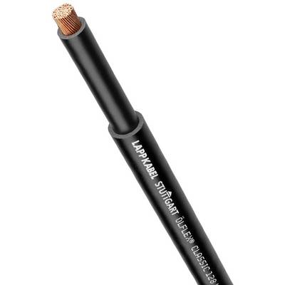 'Zwart kabel met koperen draadeinde, gemerkt met "Lappkabel Stuttgart ÖLFLEX CLASSIC 120".'