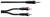 'Een AUX-kabel met een 3,5-mm-stekker bovenaan en twee cinch-stekkers met rode en witte ringen onderaan.'