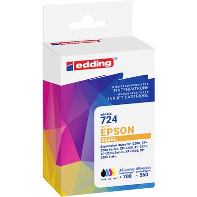 Edding Inktcartridge vervangt Epson 604XL Multipack 4 Compatibel Combipack Zwart, Cyaan, Magenta, Geel EDD-724 18-724-0