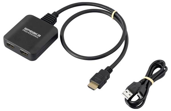 SpeaKa Professional SP-HDMIS-300 2 poorten HDMI-splitter Ultra HD-geschikt 7680 x 4320 Pixel Zwart