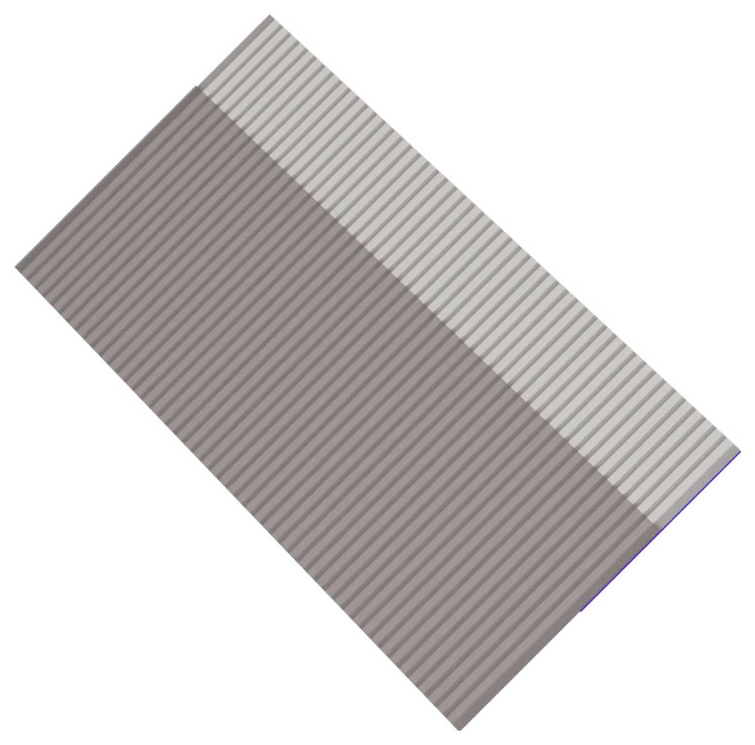 Rechthoekig paneel met diagonale strepen en een lichter gestreepte sectie langs één rand op een witte achtergrond.