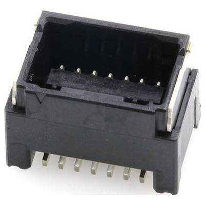 Zwarte 12-polige connector met meerdere metalen pinnen die uitsteken.