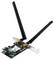 Een Asus-netwerkkaart met twee zwarte antennes voor draadloze verbindingen.