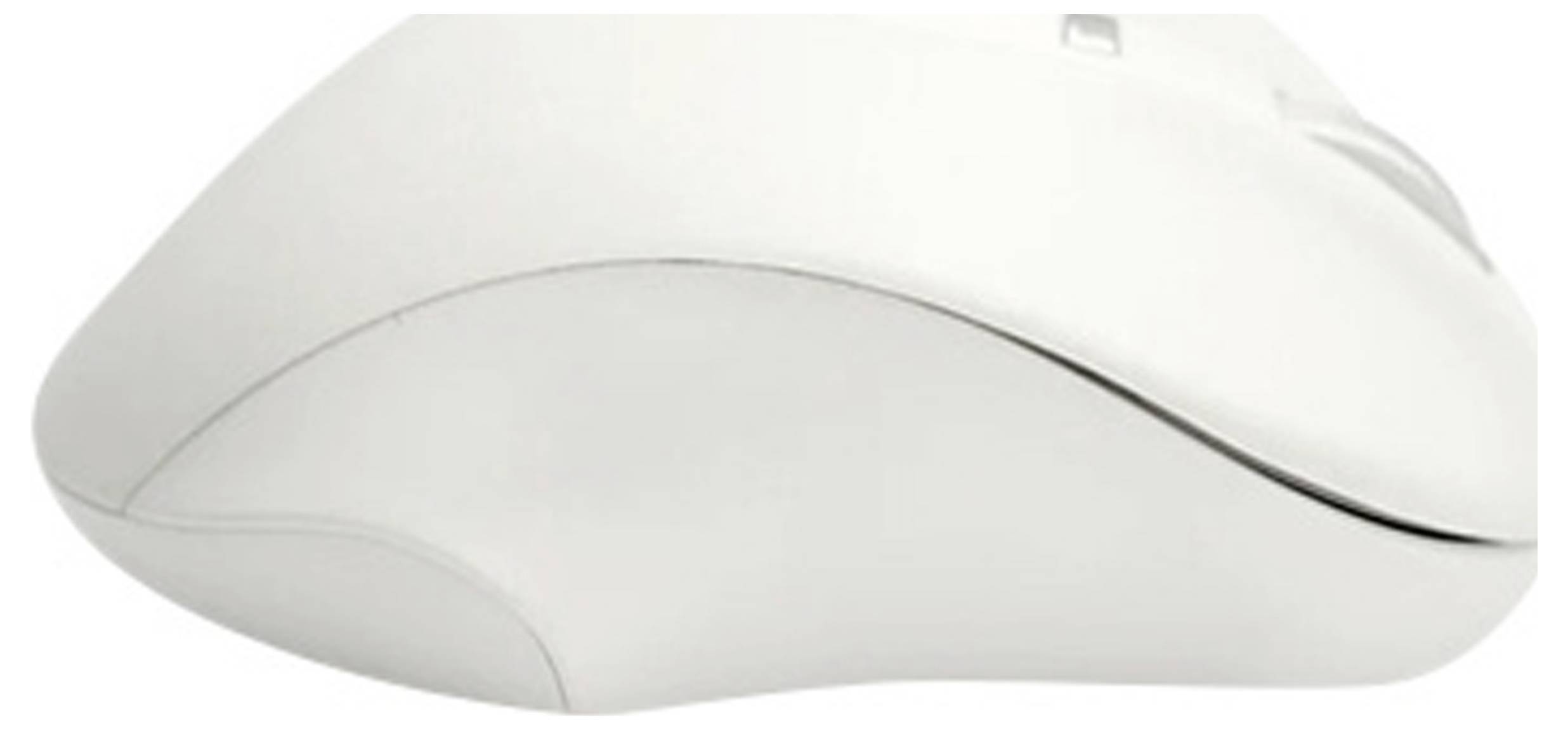 Witte, draadloze computermuis met ergonomisch ontwerp.