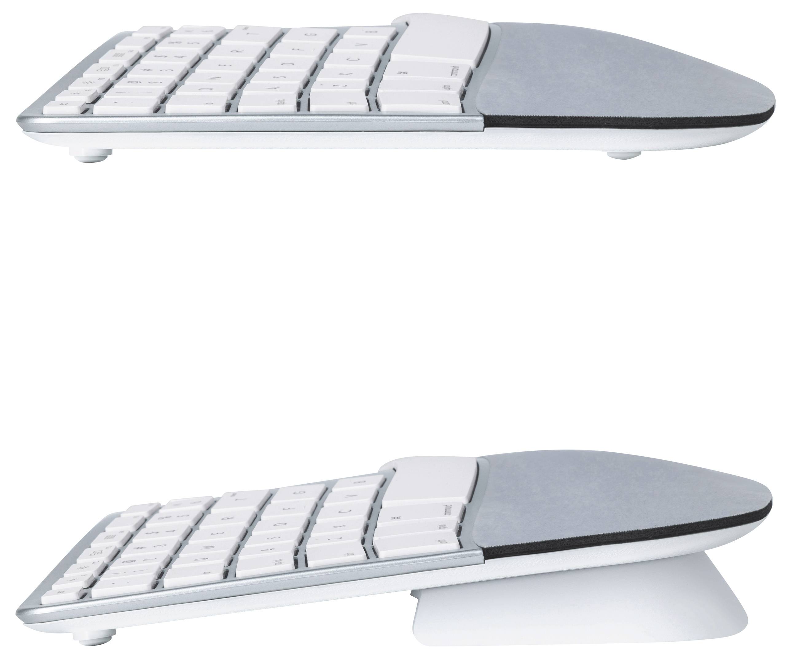 Matias FK413D-DE Sculpted Ergonomic Rechargeable Keyboard for Mac Toetsenbord Draadloos QWERTZ, Duits, Mac Zilver Ergono-3