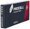 Batterijverpakking met opschrift 'Procell Intense Power AAA10', geschikt voor apparaten met hoge energiebehoefte.