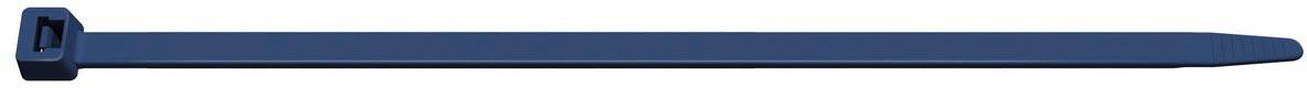 Blauwe kunststof kabelbinder, plat.