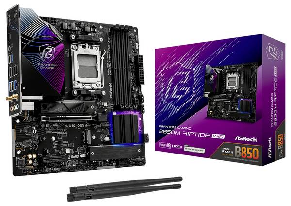 ASRock B850M Riptide Moederbord Socket AMD AM5 Vormfactor Micro-ATX Moederbord chipset AMD® B850