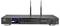 'Een Renkforce audio-ontvanger met dubbele antennes, voorpaneel met radiostationweergave, volumeknop, bedieningsknoppen, USB-poort en CD-sleuf.'