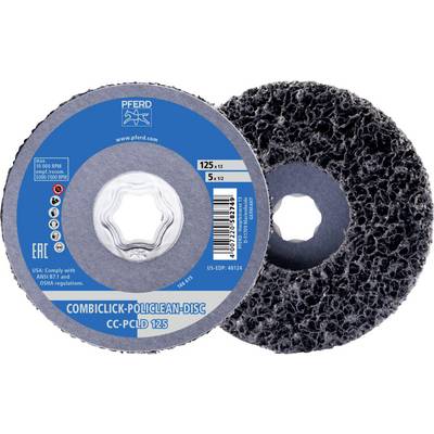 'COMBICLICK-POLICLEAN-DISC' Slijpschijf van PFERD, diameter 125 mm. Voor oppervlaktereiniging bij 125 m/s; voldoet aan ANSI B7.1.