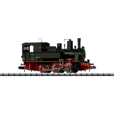 Historische stoomlocomotief, zijaanzicht met zwarte ketel en rode wielen, toont vroege spoorwegtechniek.