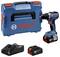 Accuschroefset met blauwe Bosch-transportbox, oplader en 18V-accu.