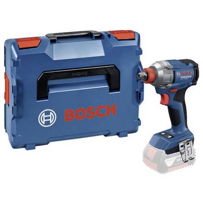 Een blauwe Bosch boormachine naast de bijbehorende blauwe transportkoffer.