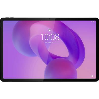 'Tablet met een vergrendelingsscherm. Tijd is 10:08 en datum is vrijdag, 24 februari. Achtergrond in paars- en rozetinten.'