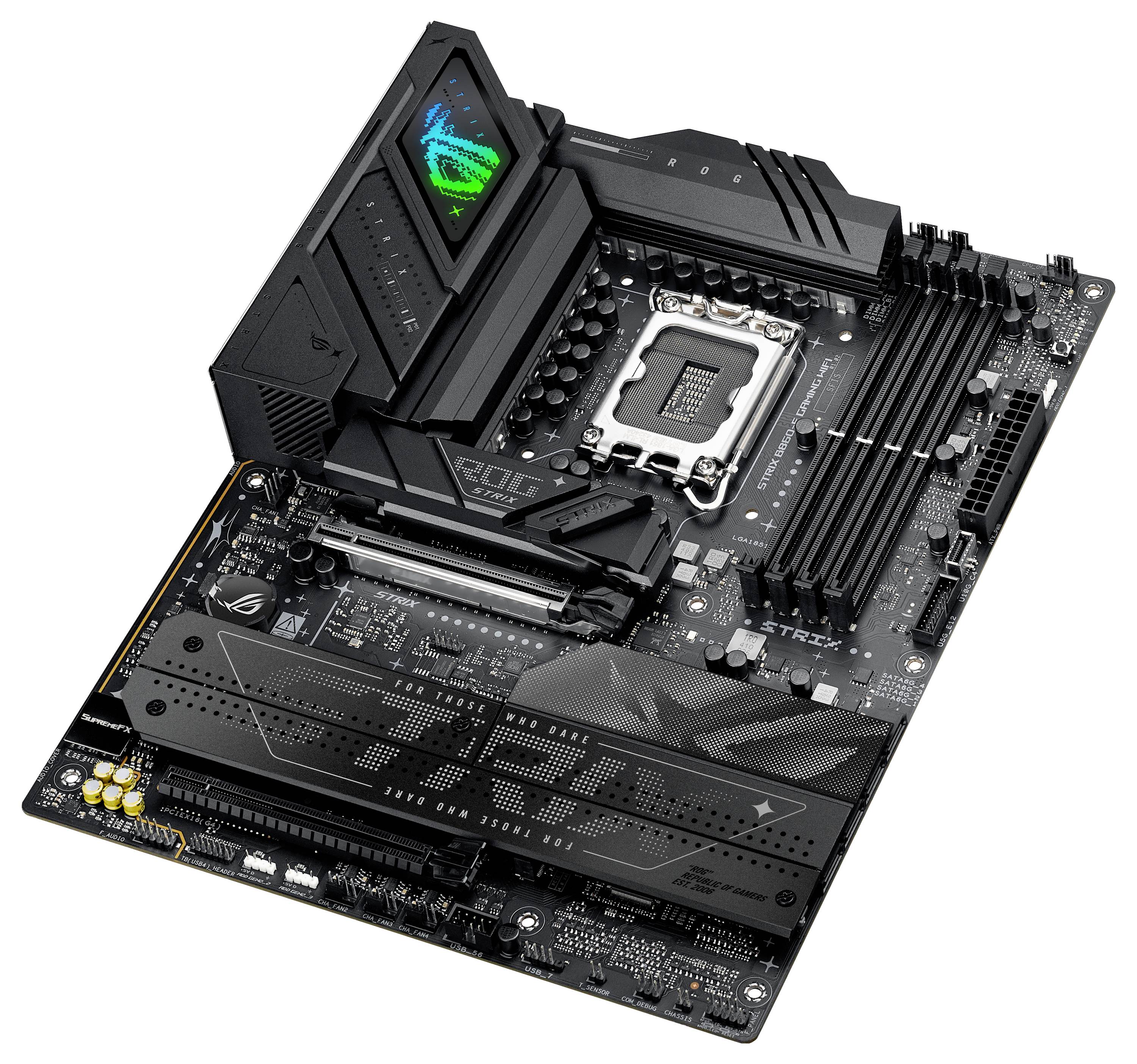 Een hoogwaardige computermoederbord met meerdere sleuven, poorten en warmteafvoerplaten, ontworpen voor geavanceerde PC-builds en prestatie-optimalisatie.