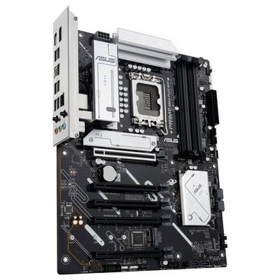 ASUS PRIME B660-PLUS D4 moederbord, met Intel-socket, PCIe-sleuven, RAM-sleuven en heatsinks voor het bouwen of upgraden van een computer.