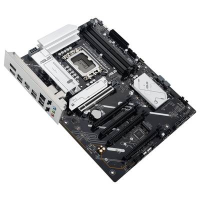 Een computermoederbord met meerdere sleuven en poorten, inclusief RAM-sleuven, PCIe-sleuven en USB-poorten, essentieel voor hardwareconnectiviteit.