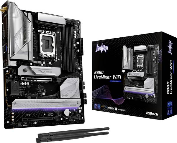 ASRock B860 LiveMixer WiFi Moederbord Socket Intel LGA 1851 Vormfactor ATX