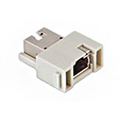 Een witte netwerk-adapterplug die wordt gebruikt voor het aansluiten van RJ45-kabels.