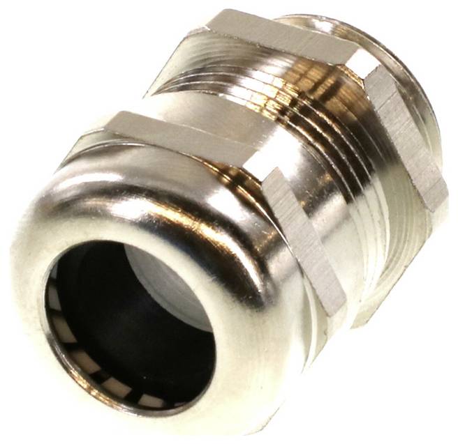 Metalen kabelwartel in zilveren kleur, cilindrische vorm met schroefdraad en afgeronde randen, bestemd voor kabelvastmaking.