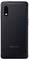 Zwarte Samsung-smartphone met gestructureerde achterkant en verticale dubbele camera.
