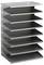 Grijs metalen opbergvak met zeven uittrekbare laden voor overzichtelijke opslag van kantoormateriaal of documenten.