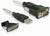 'Drie kabeltype-connectors: links een parallelle aansluiting, in het midden een USB-aansluiting, rechts een seriële aansluiting.'
