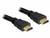 Zwart HDMI-kabel met twee aansluitingen, geschikt voor het aansluiten van audio- en videoapparatuur zoals televisies en computers.