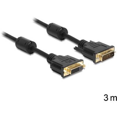 Zwart DVI-D-kabel, 3 meter lang, met twee aansluitingen, geschikt voor digitale overdracht van video- en audio-inhoud.