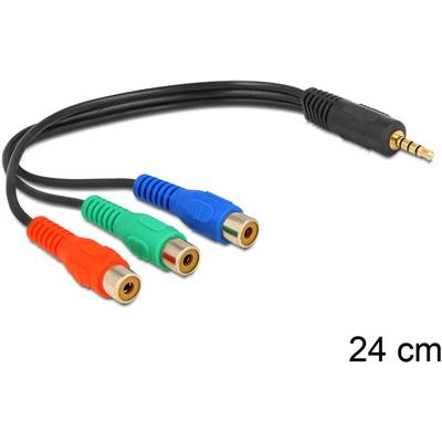Drie-voudig audiokabel met een 3,5-mm jackplug en drie aansluitingen in de kleuren Rood, Groen en Blauw. Lengte: 24 cm.