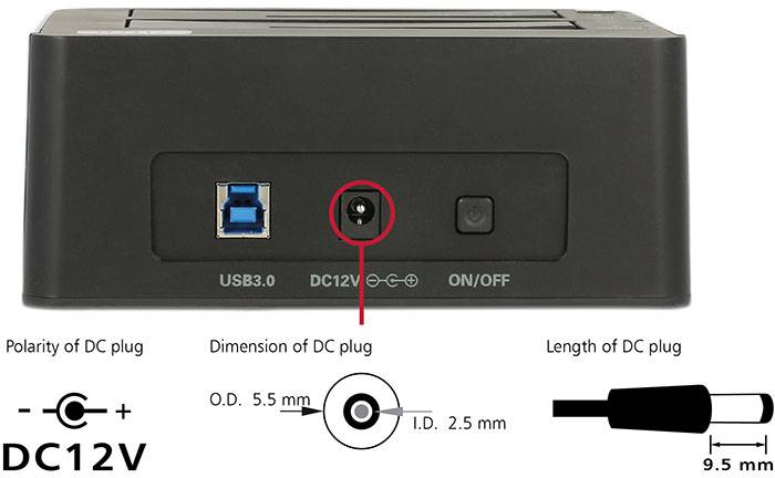 Delock 62661 SATA 6 Gb/s, DC-aansluiting 3,5 mm Harde schijf-dockingstation-2