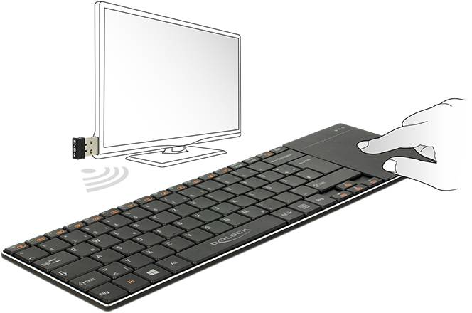 Delock 12454 Toetsenbord Radiografisch, Draadloos QWERTZ, Duits Zwart-2