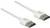 Twee witte DisplayPort-kabels, elk met een stekker, op een witte achtergrond. Ze zijn naast elkaar gepositioneerd.
