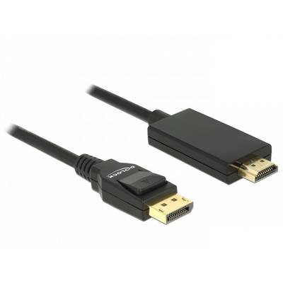 Zwarte kabel met HDMI-connector en DisplayPort-connector, bedoeld voor het verbinden van HDMI-apparaten met DisplayPort-apparaten.
