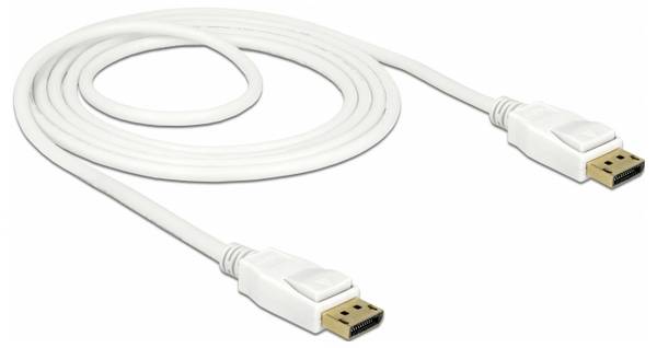 Delock 85509 DisplayPort-kabel DisplayPort Aansluitkabel DisplayPort-stekker 1.5 m Wit Vergulde steekcontacten, Verdraaid, Afgeschermd (drievoudig), 4K UHD
