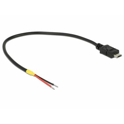 'USB-kabel met afgesneden uiteinde en blote rode en zwarte draden, geschikt voor reparatie- of doe-het-zelfprojecten.'