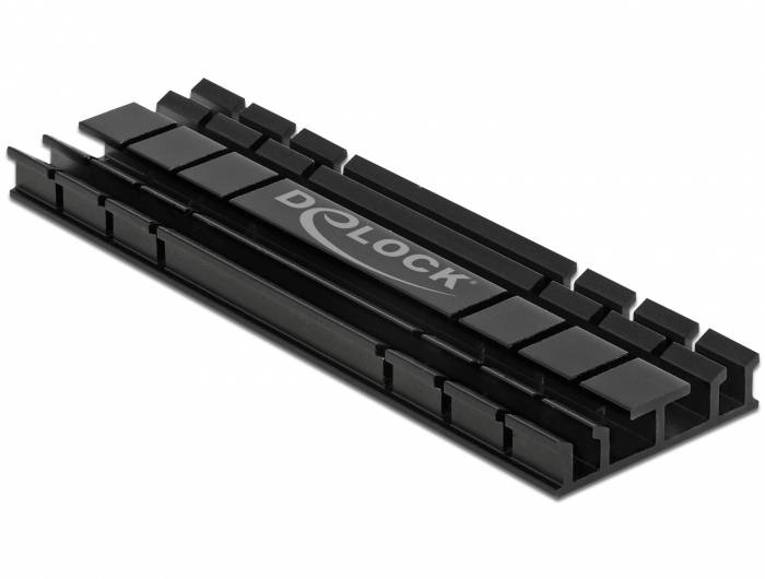Koellichamen van Delock in rechthoekige vorm, zwart, voor passieve koeling van elektronische componenten.