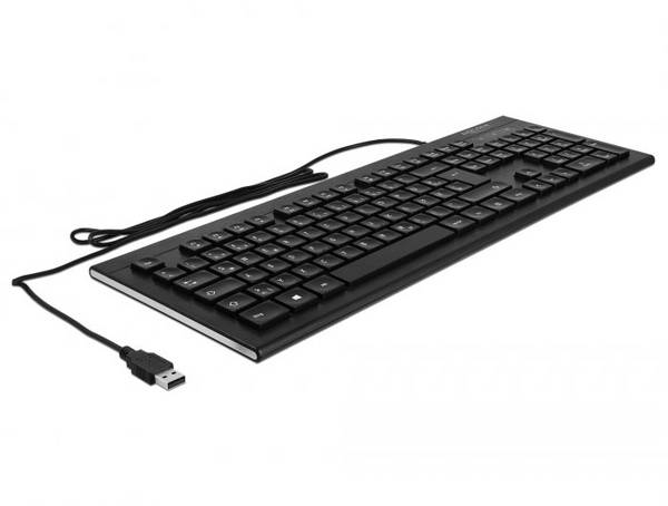 Delock 12672 Toetsenbord Kabelgebonden QWERTZ, Duits Zwart Multimediatoetsen