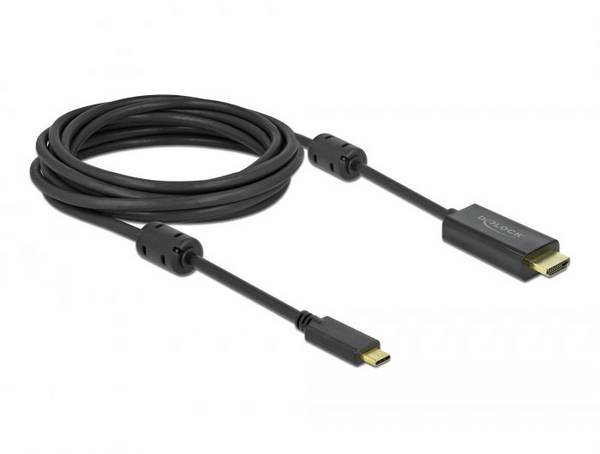 Delock 85972 USB-C-kabel USB / HDMI Aansluitkabel USB-C stekker, HDMI-A-stekker 5 m Zwart Vergulde steekcontacten, 4K UHD