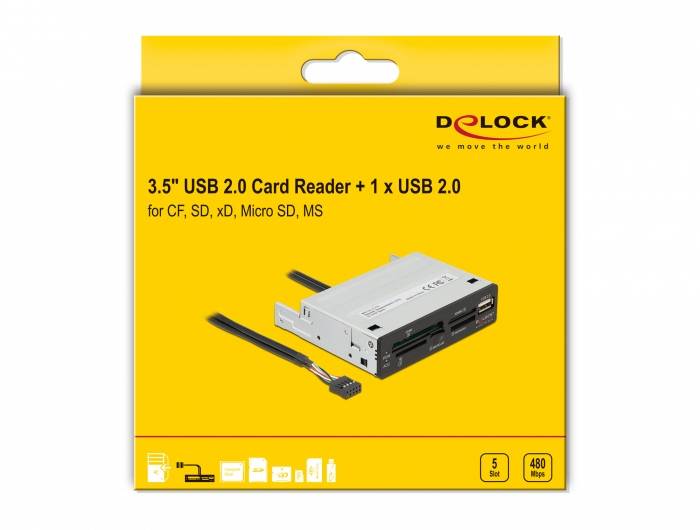 Delock 3.5″ USB 2.0 Card Reader 5 slot + 1 x USB 2.0 Type-A female-5