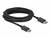 Een zwarte USB-kabel met twee blauwe USB-3.0-aansluitingen aan de uiteinden, opgerold in een cirkelvorm.