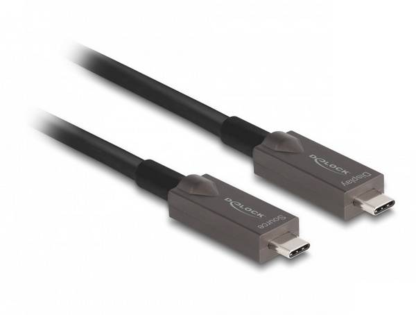 Delock 84150 USB-C-kabel USB-C Aansluitkabel USB-C stekker 10.00 m Zwart 4K UHD, Vergulde steekcontacten