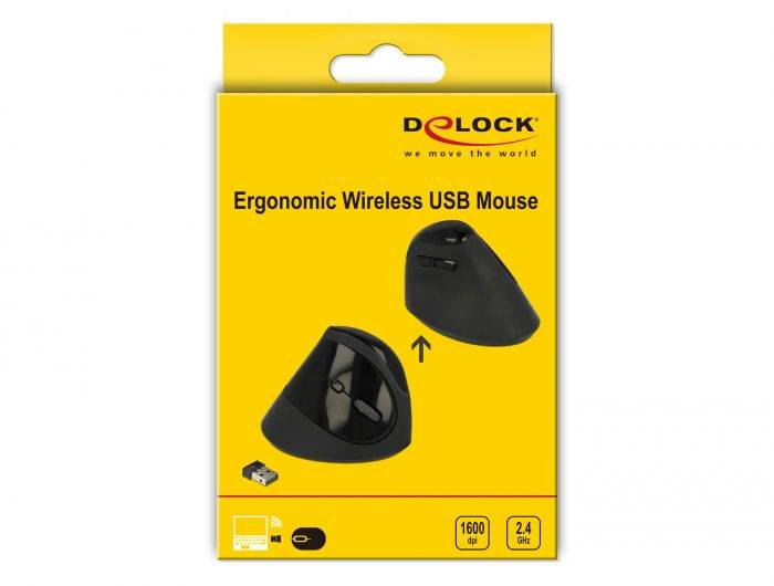 Delock 12599 Ergonomische muis USB Zwart 4 Toetsen 1600 dpi-4