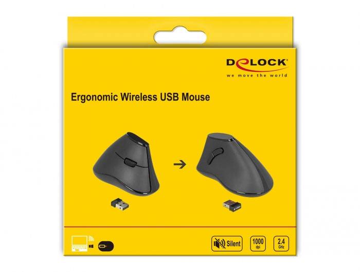 Delock 12622 Ergonomische muis USB Optisch Zwart 5 Toetsen 1000 dpi-3