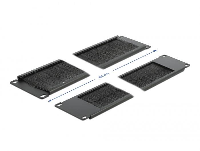 Delock 66482 19 inch Afdekking met borstels voor patchkast 2 HE Zwart-2