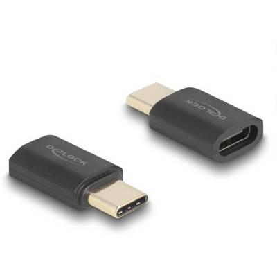 Twee zwarte USB-C-adapters met gouden aansluitingen liggen op een grijze ondergrond. Ze zijn ontworpen voor het aansluiten van elektronische apparaten.