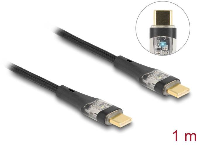 Hoogwaardig 1 meter lang USB-C-kabel met vergulde connectoren en gevlochten mantel, geschikt voor snelle gegevensoverdracht.