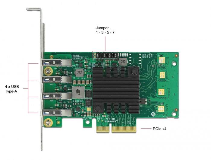 Delock 89048 PCI Express kaart USB-A 3.2 Gen 1 PCIe-4