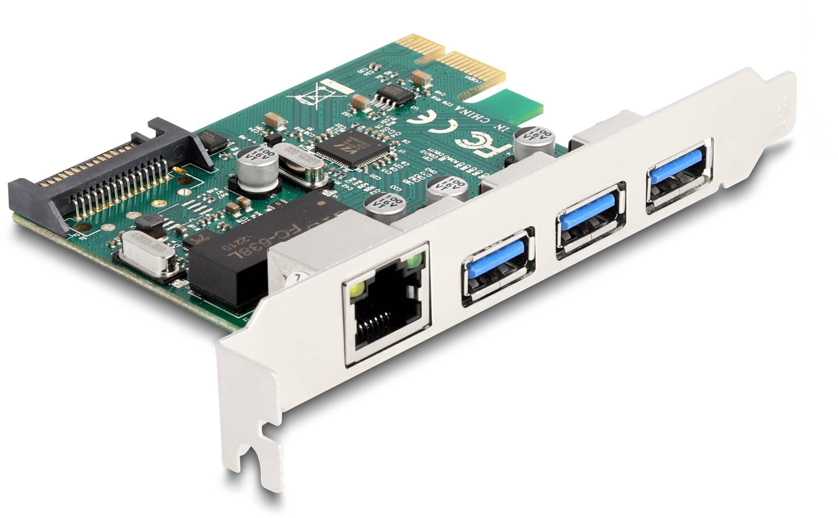 Delock 90105 PCI Express kaart RJ45, USB-A 3.2 Gen 1 PCIe-1