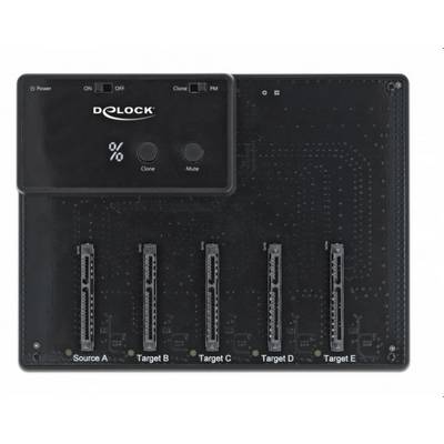 Delock 64098 SATA 6 Gb/s, USB-B, DC-aansluiting 3,5 mm Harde schijf-dockingstation Met clone-functie, Met USB hub-4